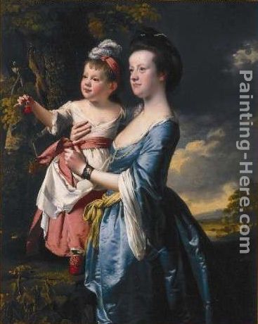 Portrait of Sarah Carver and her daughter Sarah painting - Joseph Wright of Derby Portrait of Sarah Carver and her daughter Sarah art painting